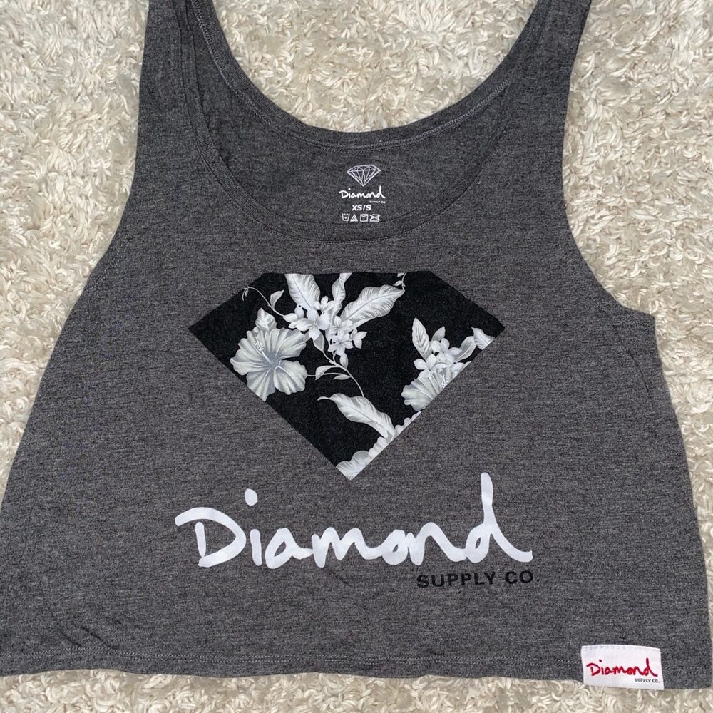 Diamond Supply grey floral tanktop